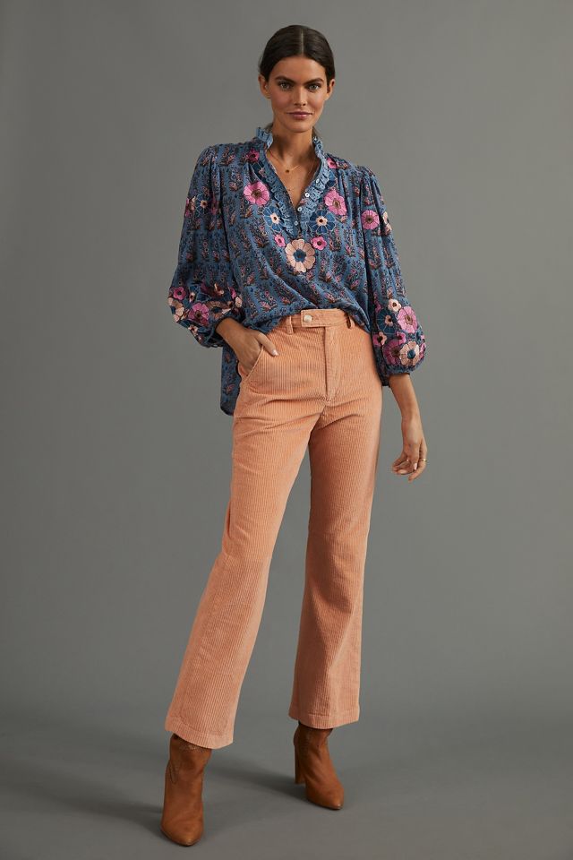 Flare crop corduroy pants - Woman