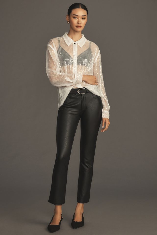 Paige Stella Faux Leather Pants | Anthropologie