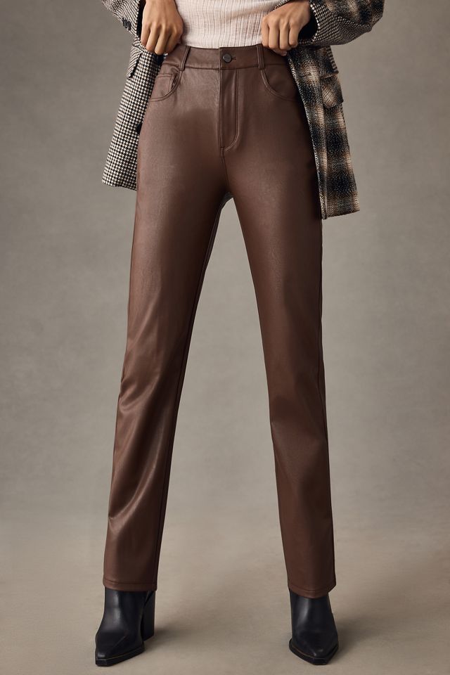 Paige Stella Faux Leather Straight-Leg Pants #1