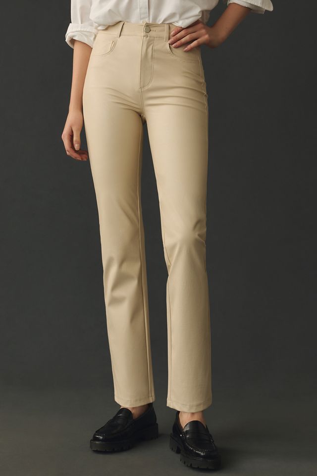 Paige Stella Faux Leather Straight-Leg Pants #1