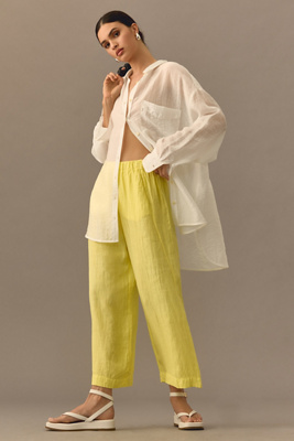 Velvet By Graham & Spencer Lola Linen Pants In Yellow