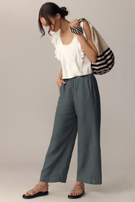 Velvet By Graham & Spencer Lola Linen Pants In Grey