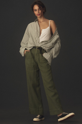 Shop Velvet By Graham & Spencer Dru Linen Pants In Green