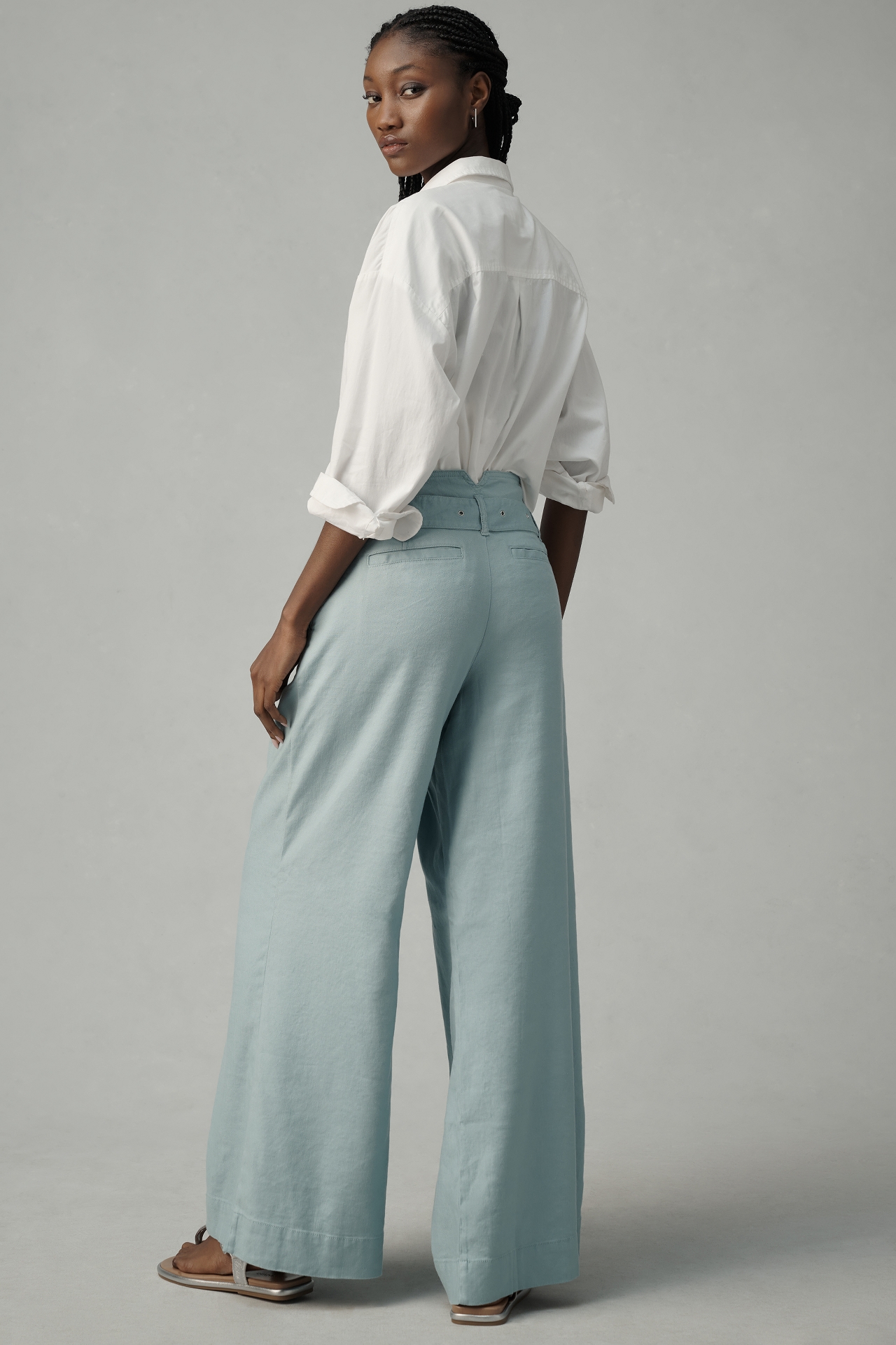 By Anthropologie Linen Belted Wide-Leg Pants