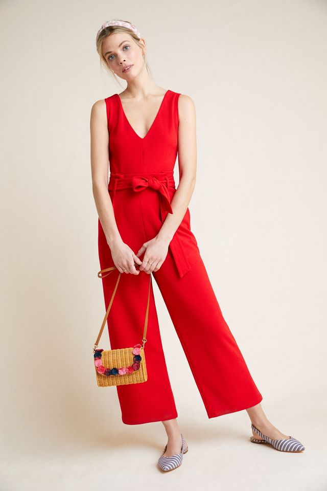 Red store jumpsuit anthropologie