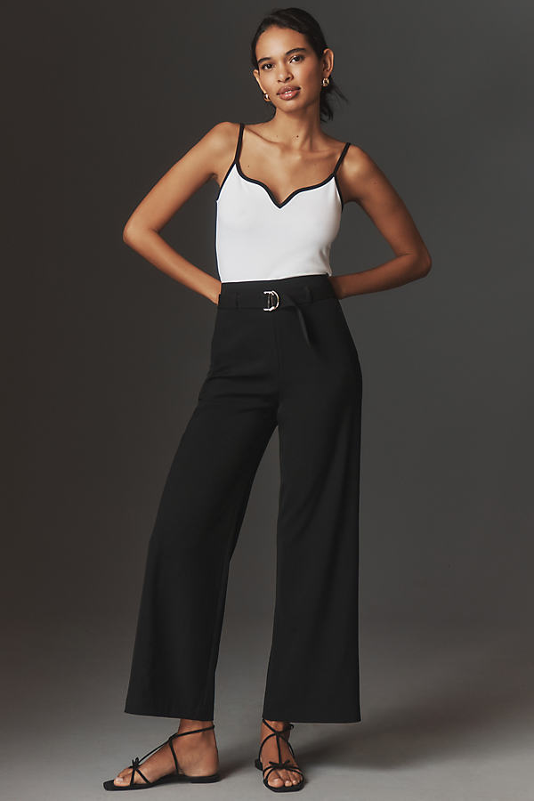 Shop Bishop + Young Belted Wide-leg Trouser Pants In Black