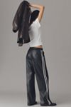 Bishop + Young Faux-Leather Wide-Leg Track Pants