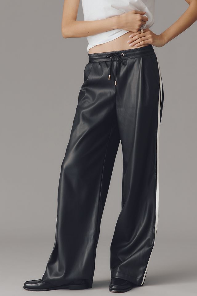 Bishop + Young Faux Leather Wide-Leg Track Pants #1