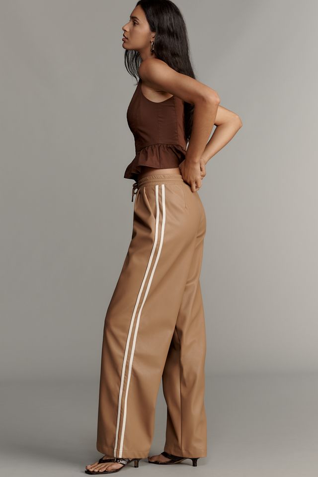 Bishop + Young Faux-Leather Wide-Leg Track Pants #4