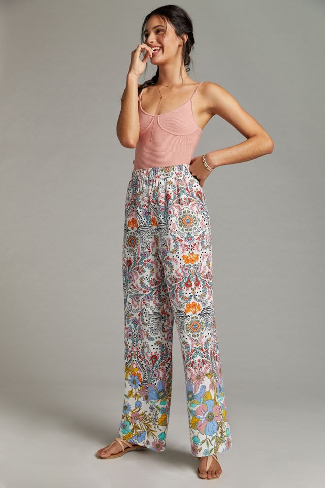 wide leg printed pants