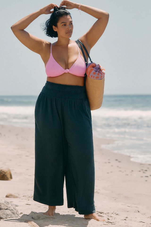 By Anthropologie Wide-Leg Smocked Gauze Pants | Anthropologie