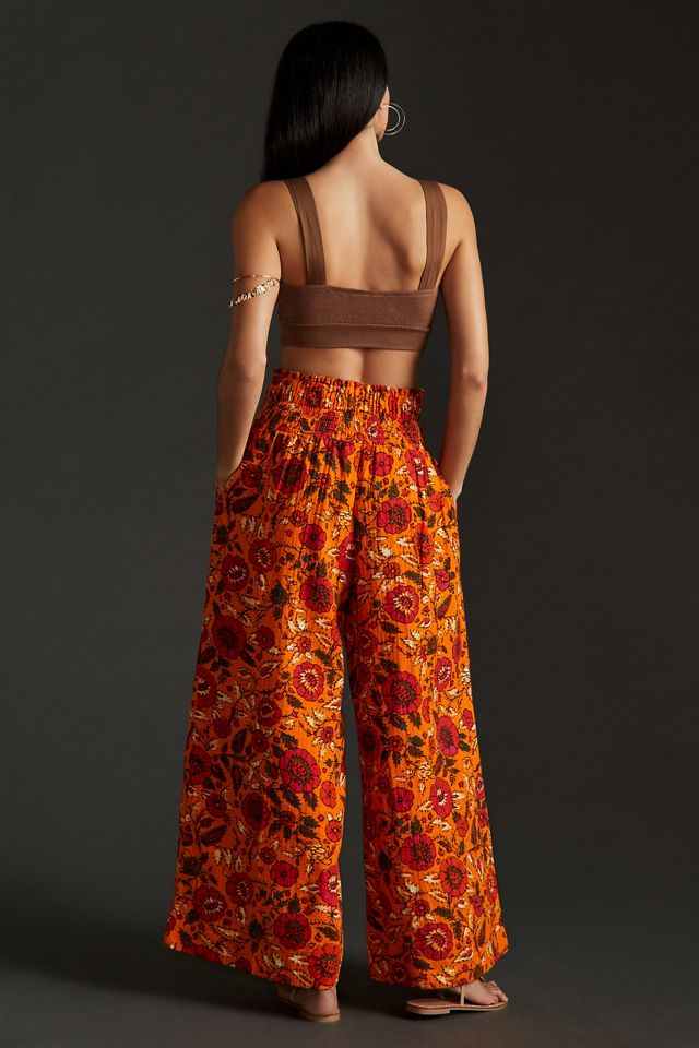 By Anthropologie Smocked Gauzy Wide-Leg Pants #2