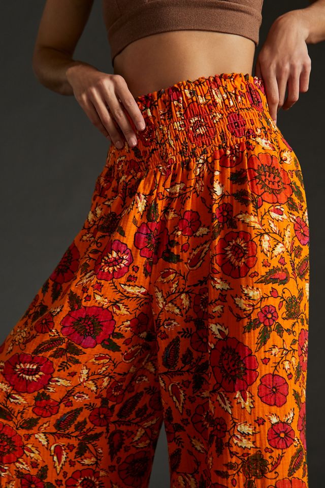 By Anthropologie Smocked Gauzy Wide-Leg Pants #3
