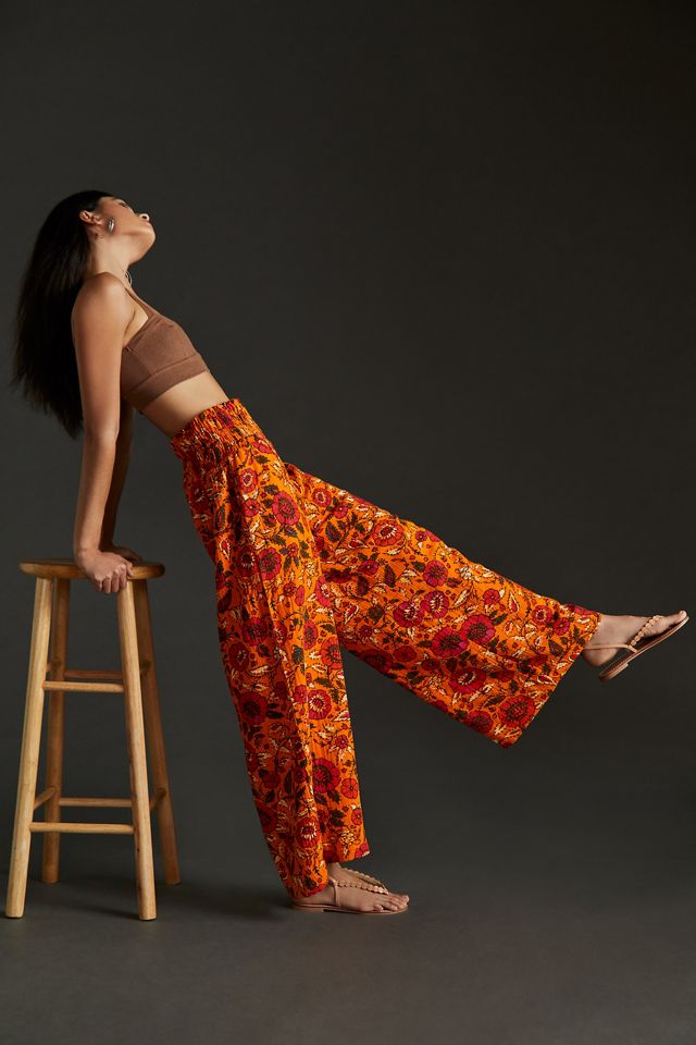 By Anthropologie Smocked Gauzy Wide-Leg Pants #4