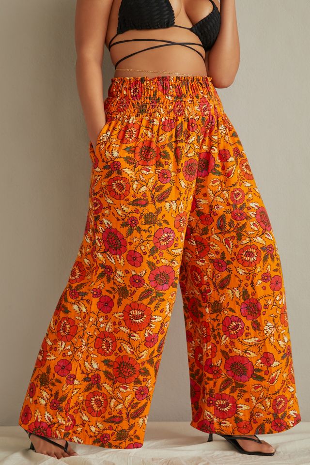 By Anthropologie Smocked Gauzy Wide-Leg Pants #6