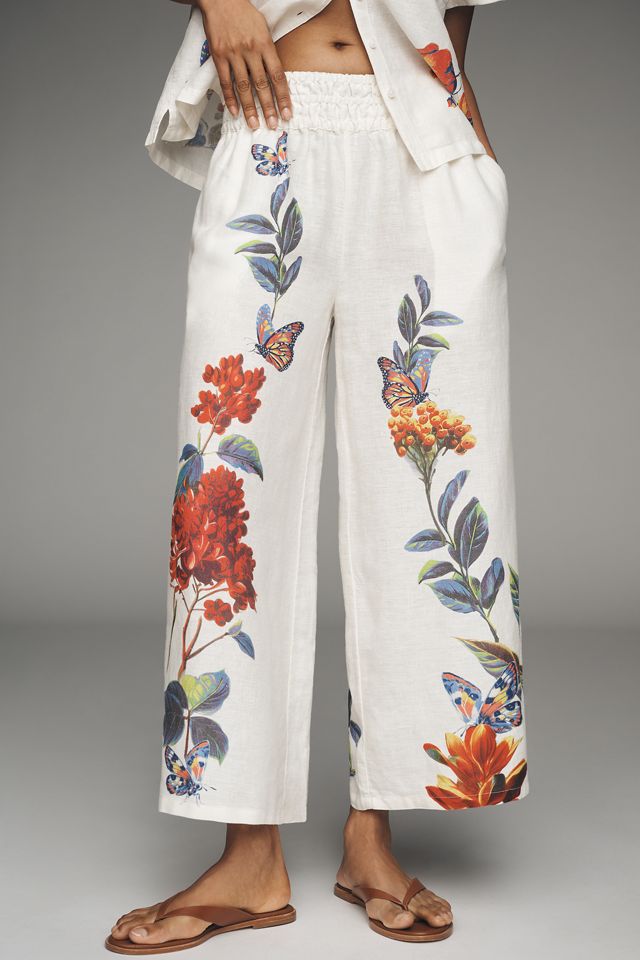 Somerset Printed-Linen Pull-On Pants #1