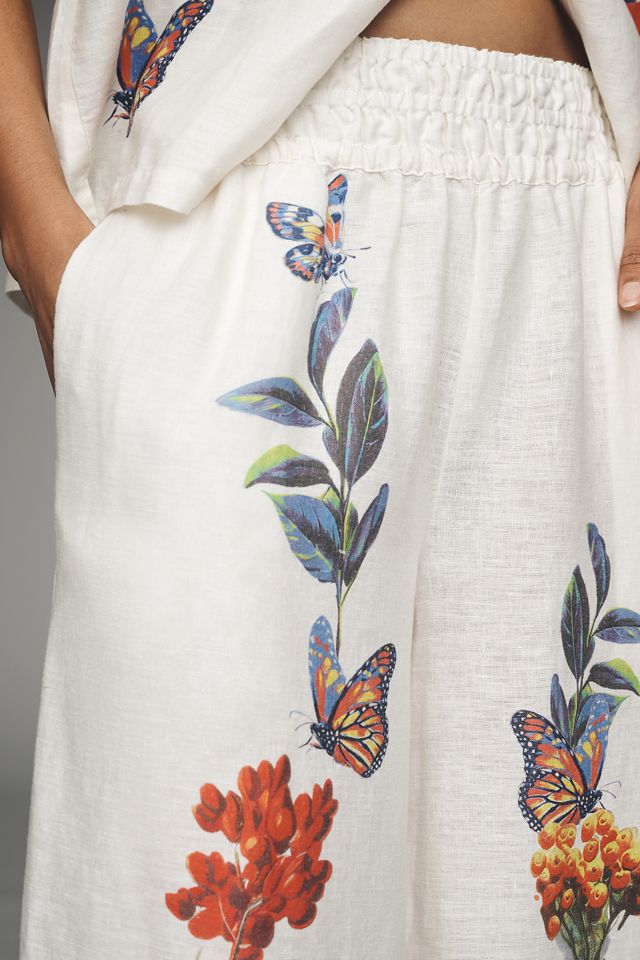 Somerset Printed-Linen Pull-On Pants #2