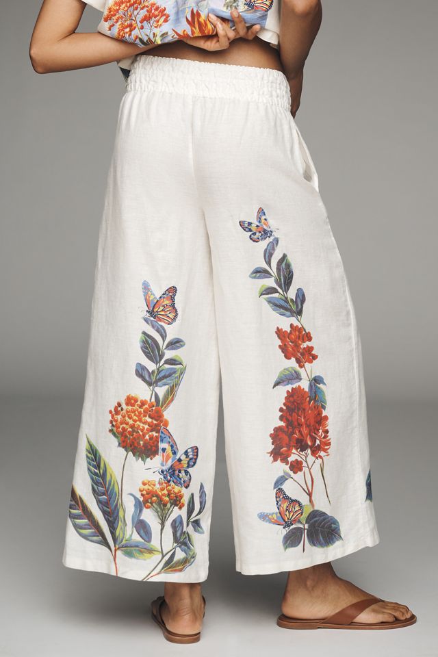 Somerset Printed-Linen Pull-On Pants #3