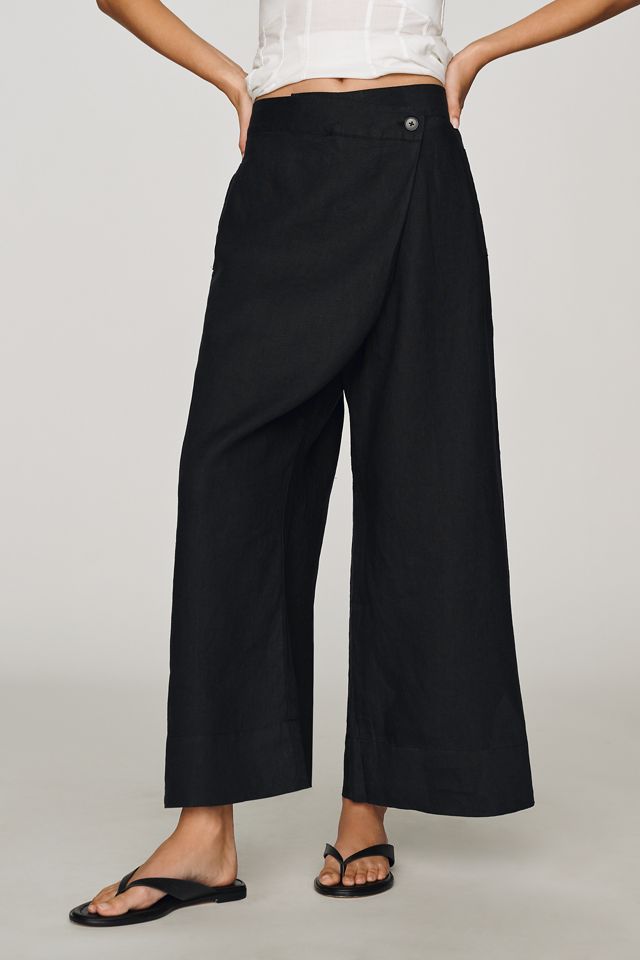 By Anthropologie Crossover Linen Pants #1