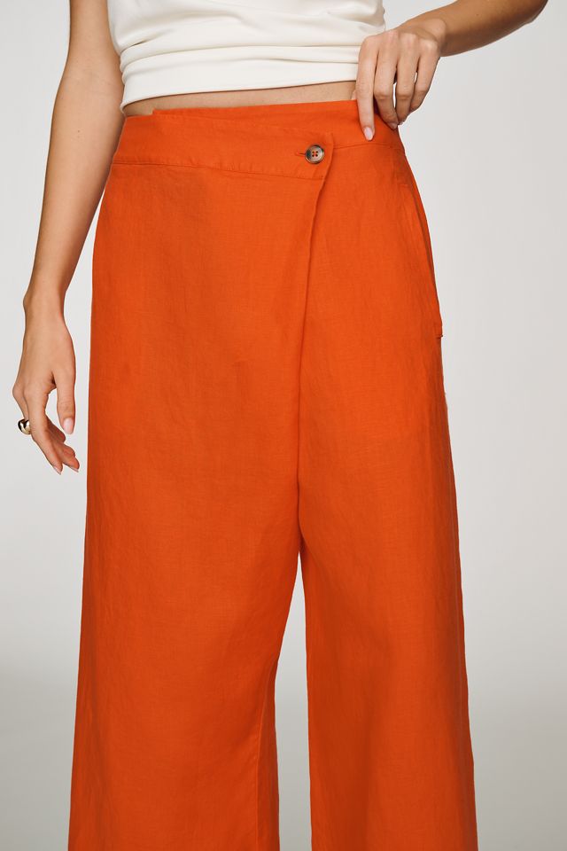 By Anthropologie 100% Linen Crossover Pants #1