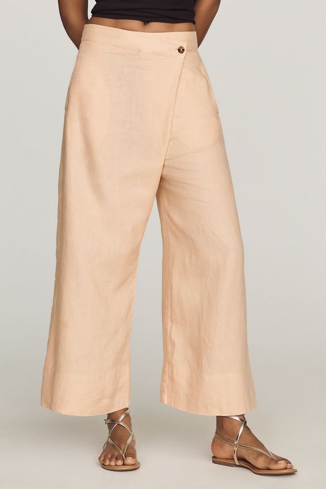 By Anthropologie 100% Linen Crossover Pants #1