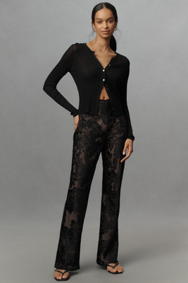 Anthropologie Tnd Fleur Noir Sheer Lace Pants In Black