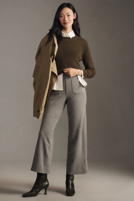 Maeve The Colette Cropped Wide-leg Pants By : Sweater Edition In Grey