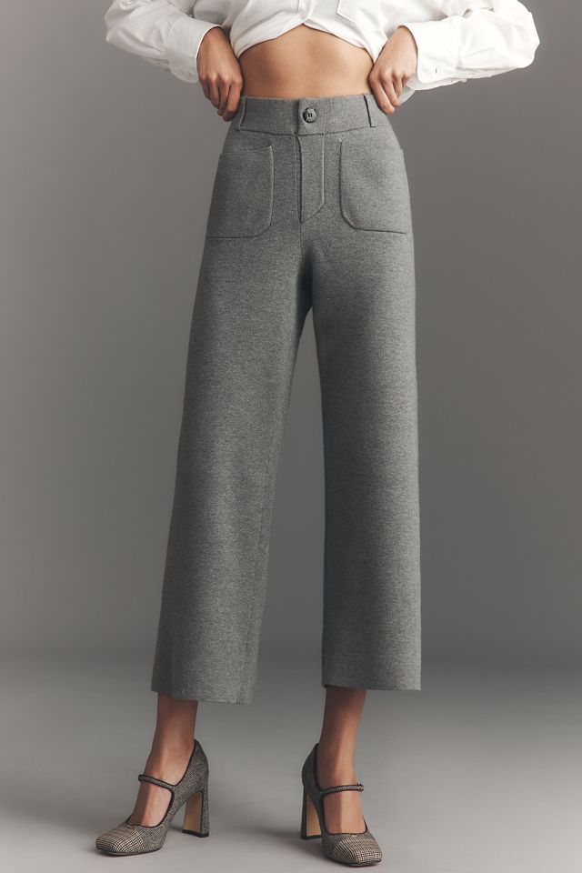 Maeve Colette Sweater Knit High-Rise Wide-Leg Cropped Pants #4