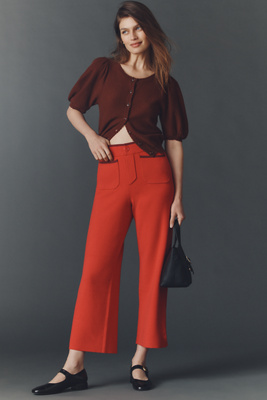 Maeve The Colette Sweater Knit Crop Wide-leg Pants By  In Red