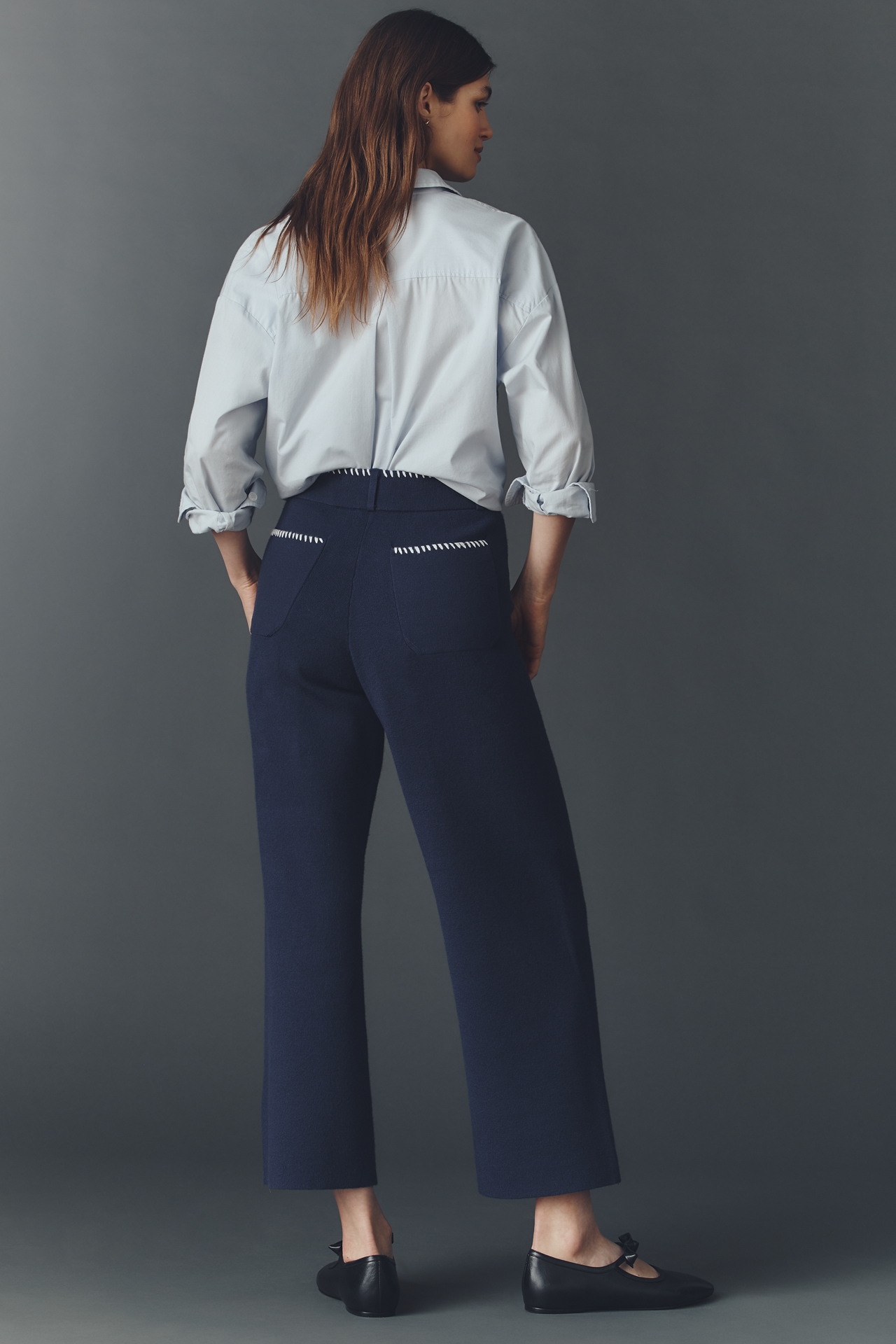 The Colette Crop Whipstich Sweater Pants by Maeve