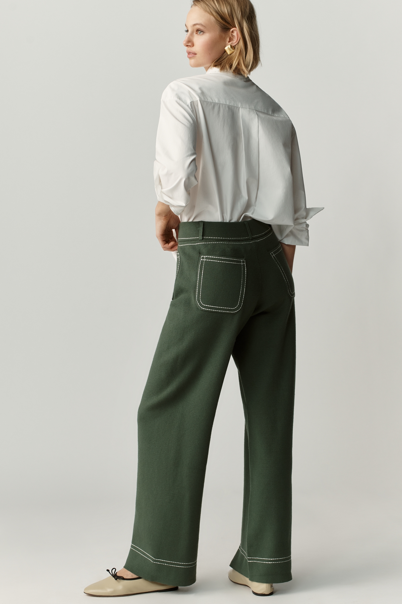 The Colette Full-Length Topstitch Sweater Pants by Maeve