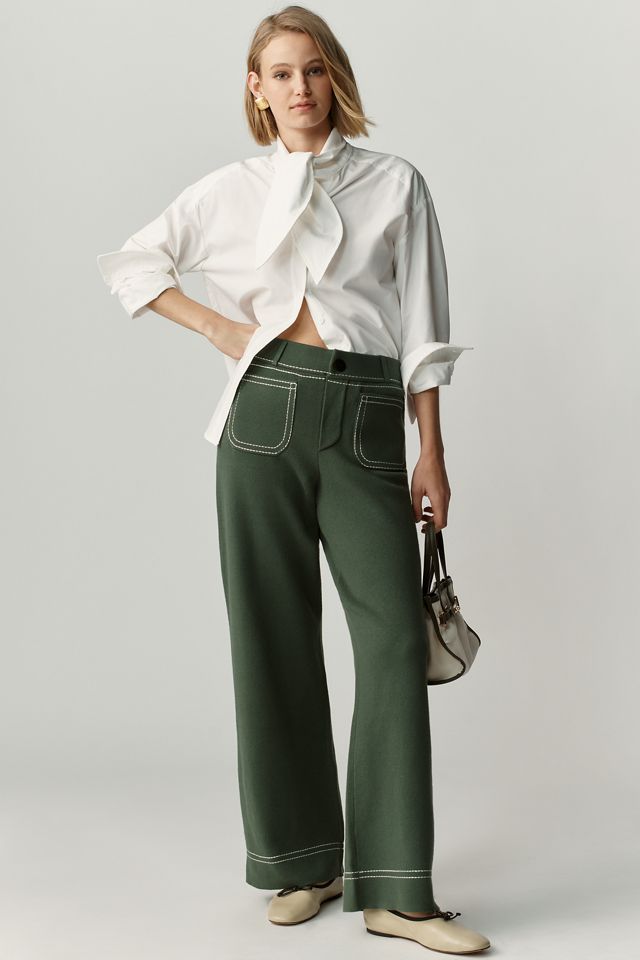 The Colette Full-Length Topstitch Sweater Pants by Maeve