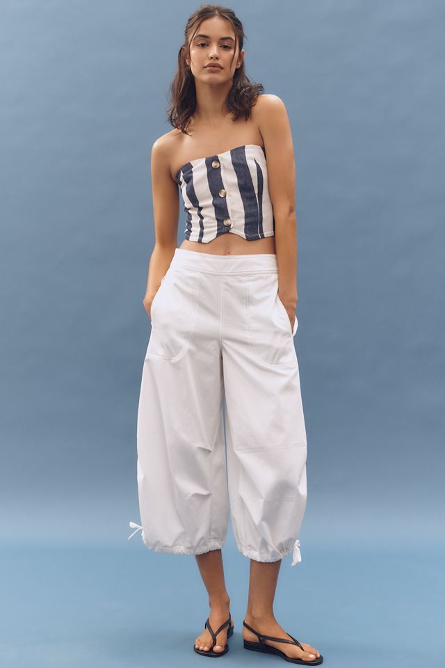 Pilcro Crop Drawstring Cotton Pants