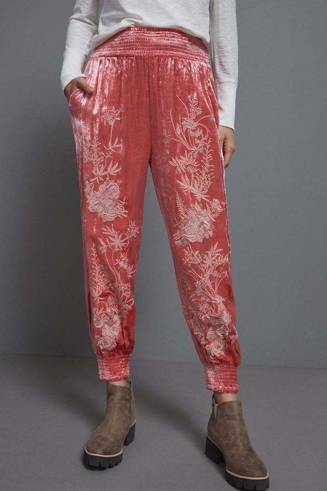 Rosie Embroidered Velvet Joggers