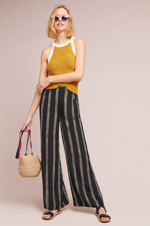 Vertical Striped Wide Leg Pants