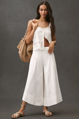 By Anthropologie Linen Extended Waist Pants