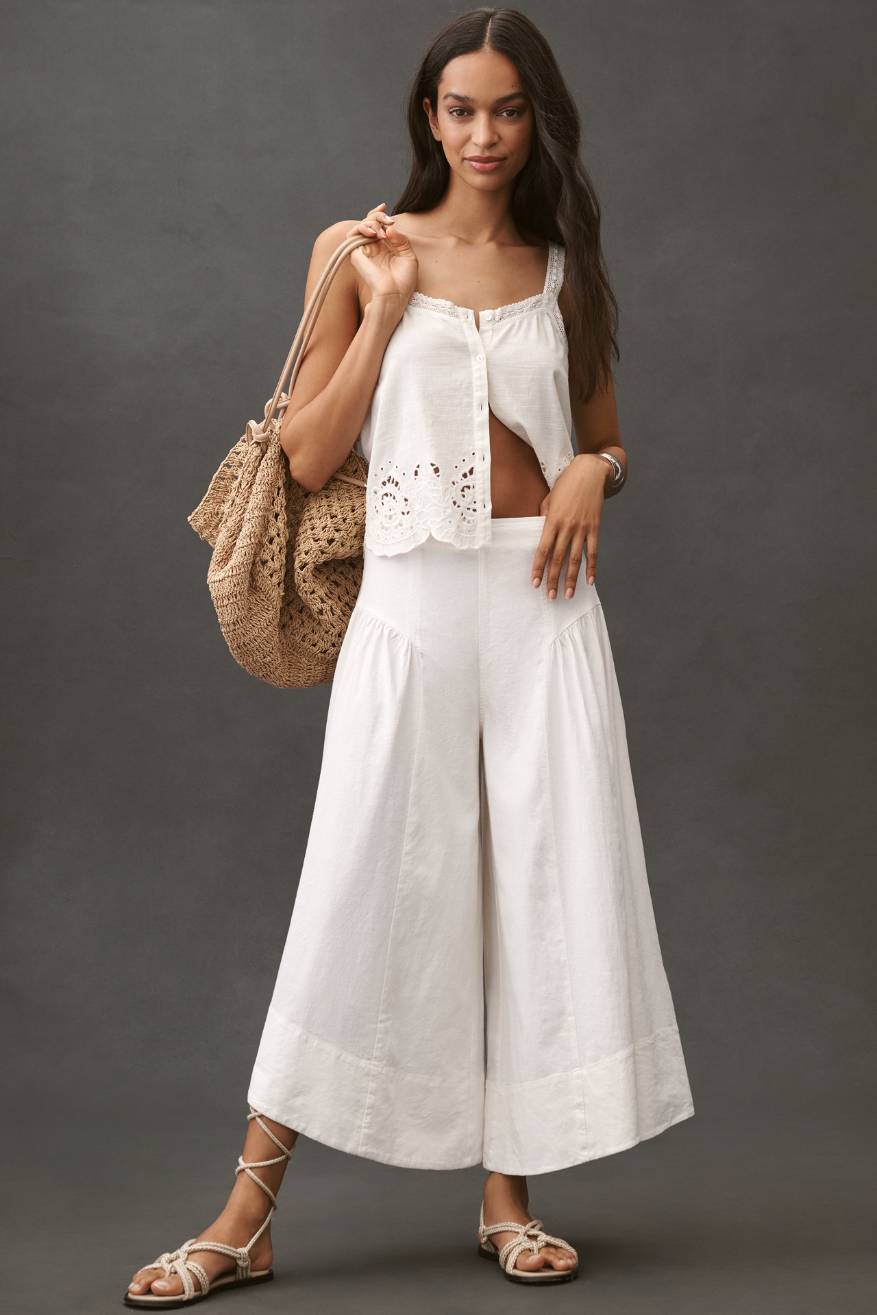 By Anthropologie Linen Extended Waist Pants