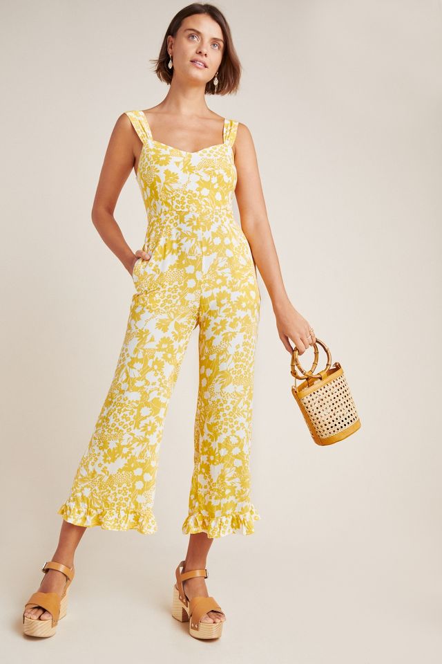 Anthropologie best sale yellow jumpsuit