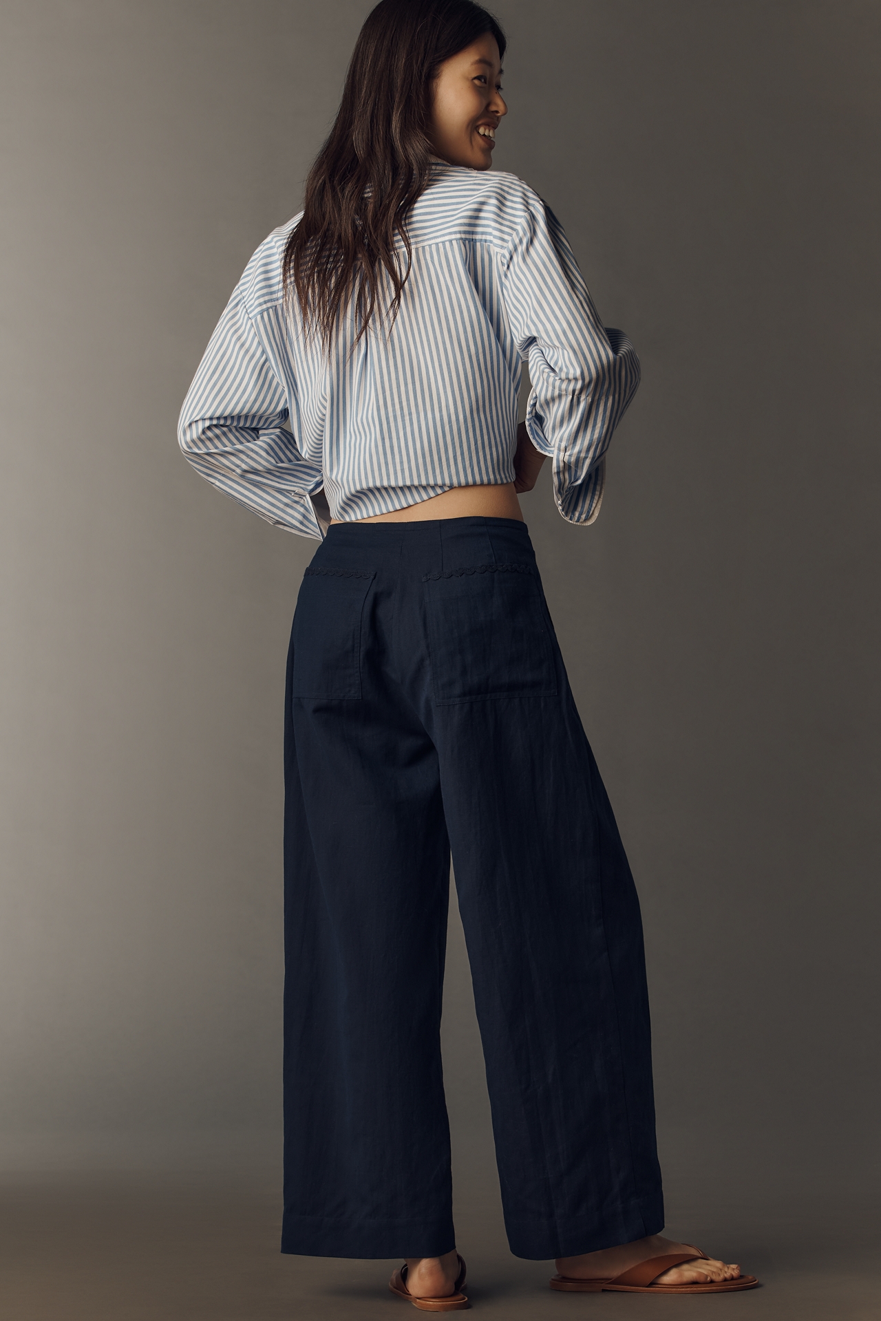 Chinti & Parker Linen Cotton Wide-Leg Pants