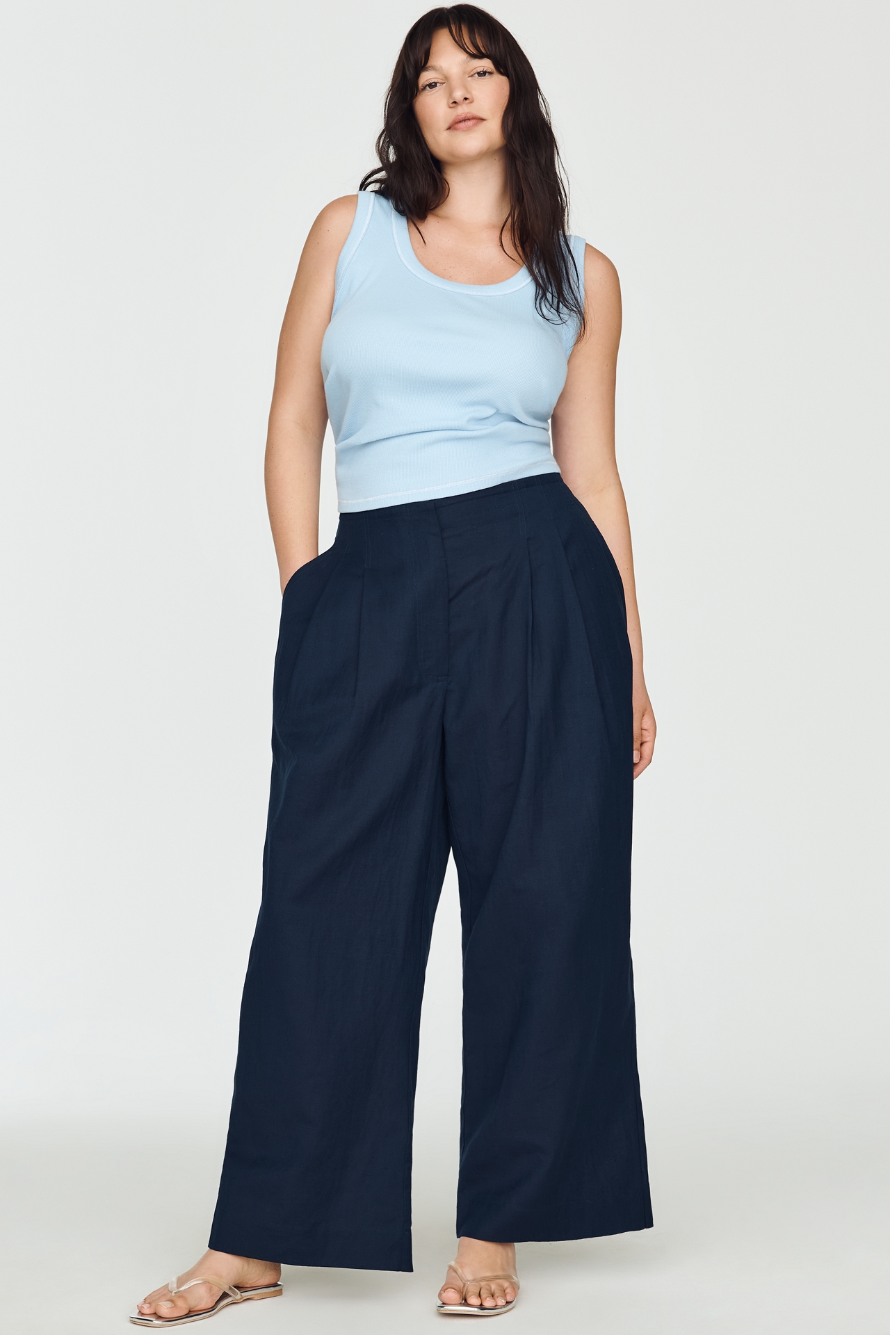 Chinti & Parker Linen Cotton Wide-Leg Pants