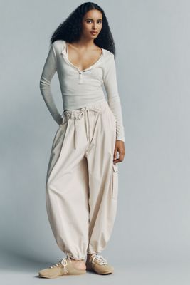 By Anthropologie 100% Cotton Oversized Balloon Cargo Pants