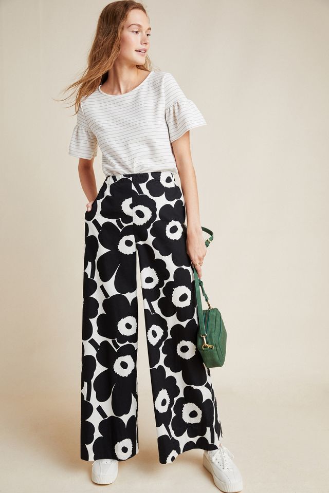 Marimekko Floral Wide-Leg Trousers | Anthropologie