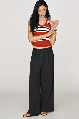 Pleated Pinstripe Trousers