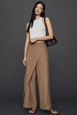 Whiteroom + Cactus Wrap Front Pinstripe Trousers