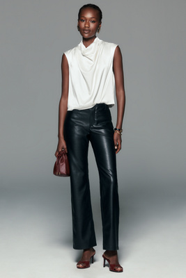 By Anthropologie Faux Leather Mid Rise Pants by Anthropologie