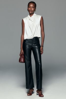 By Anthropologie Faux Leather Mid Rise Pants