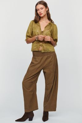 Pilcro Reese 100% Baumwolle Cord Hoch-Taillierte Weite-Bein Hosen