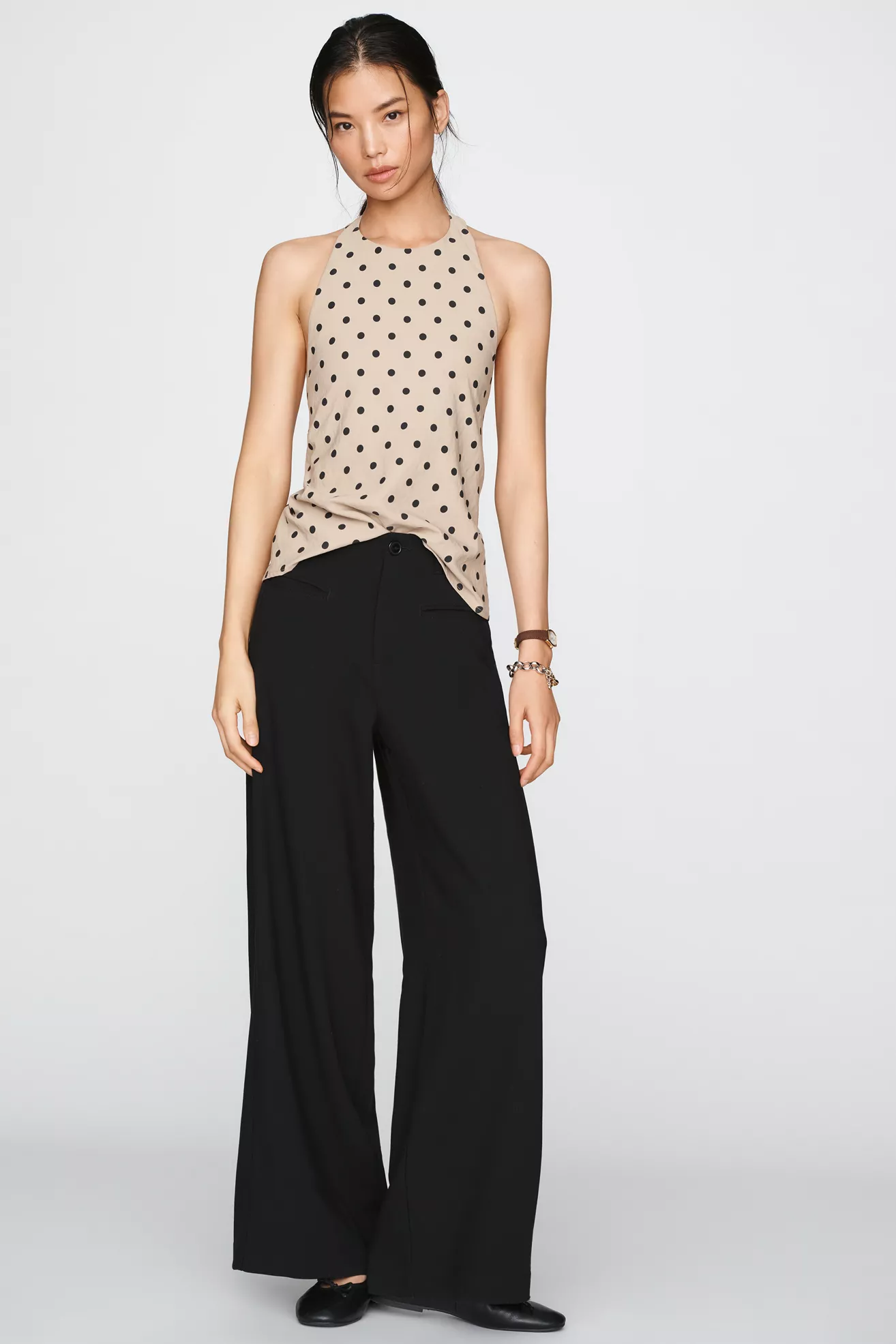 Maeve Drapey High Rise Wide Leg Trousers