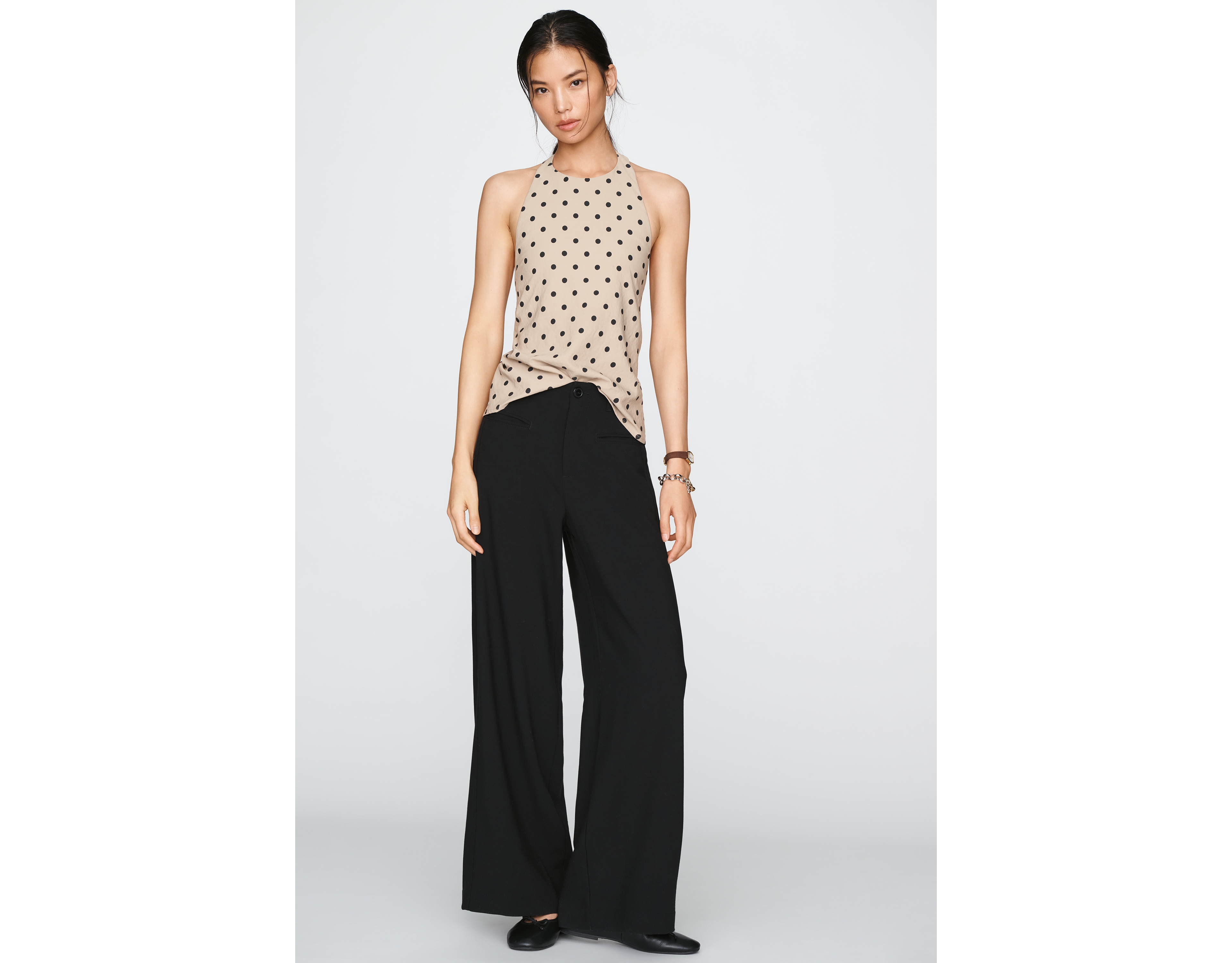 Maeve Drapey High Rise Wide Leg Trousers