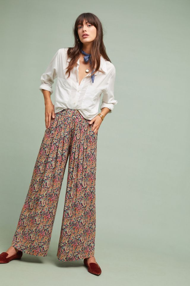 Paisley Wide-Leg Pants